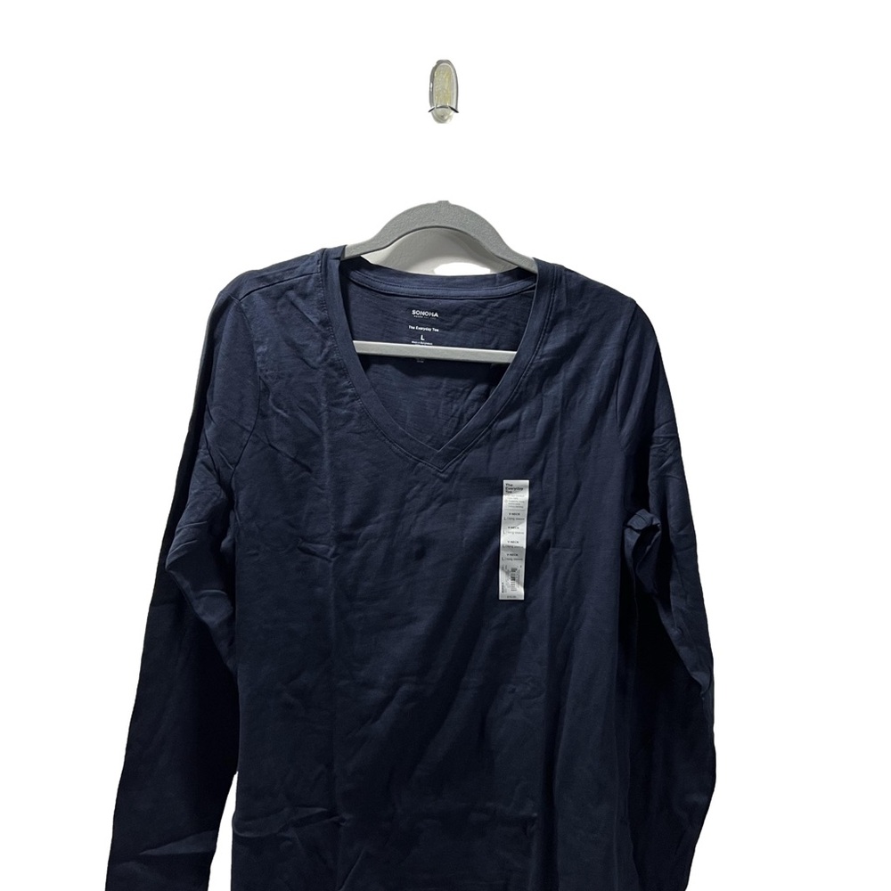 Navy Long Sleeve V-Neck Shirt